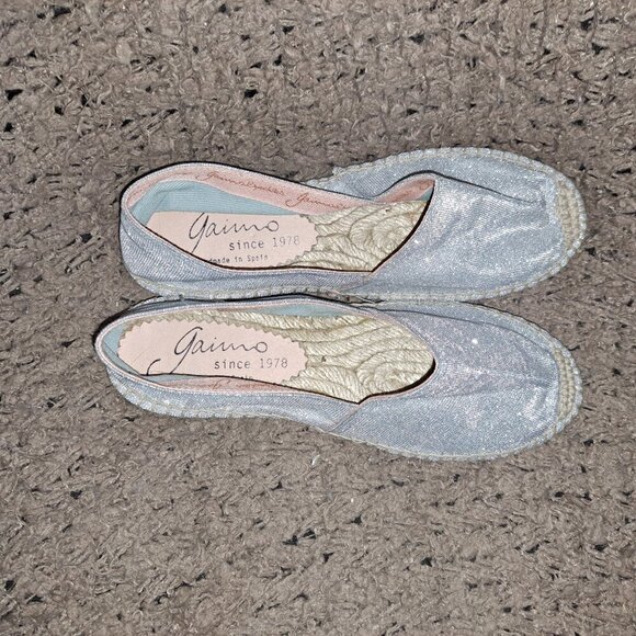 GAIMO-Espadrilles-Spain-Silver Sparkle Slip In Flats-Sz 37-Near Mint - Picture 6 of 7